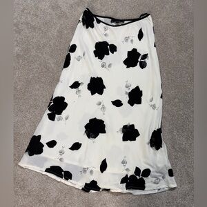 Vintage Arden B Black and White Floral A-Line Slip Skirt size 6
